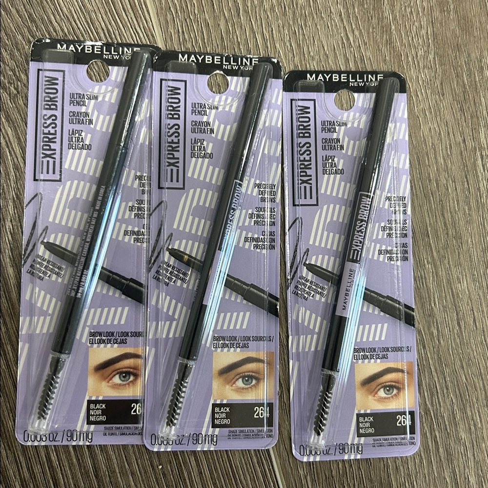 3X Maybelline Express Brow Pencil # 264 Black